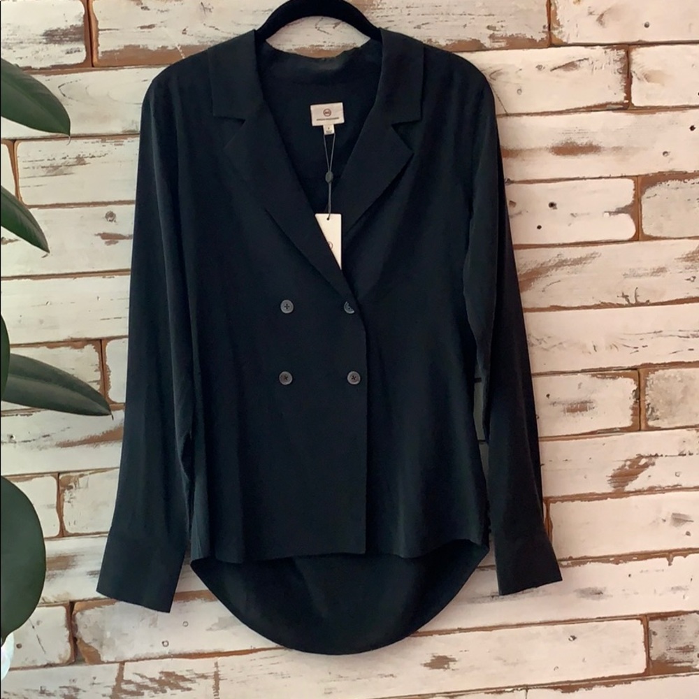 AG black silk blouse